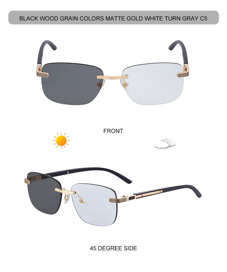 Men's Premium Photochromic Rimless Sunglasses - Luxury Driving UV400 Eyewear Details and Specifications