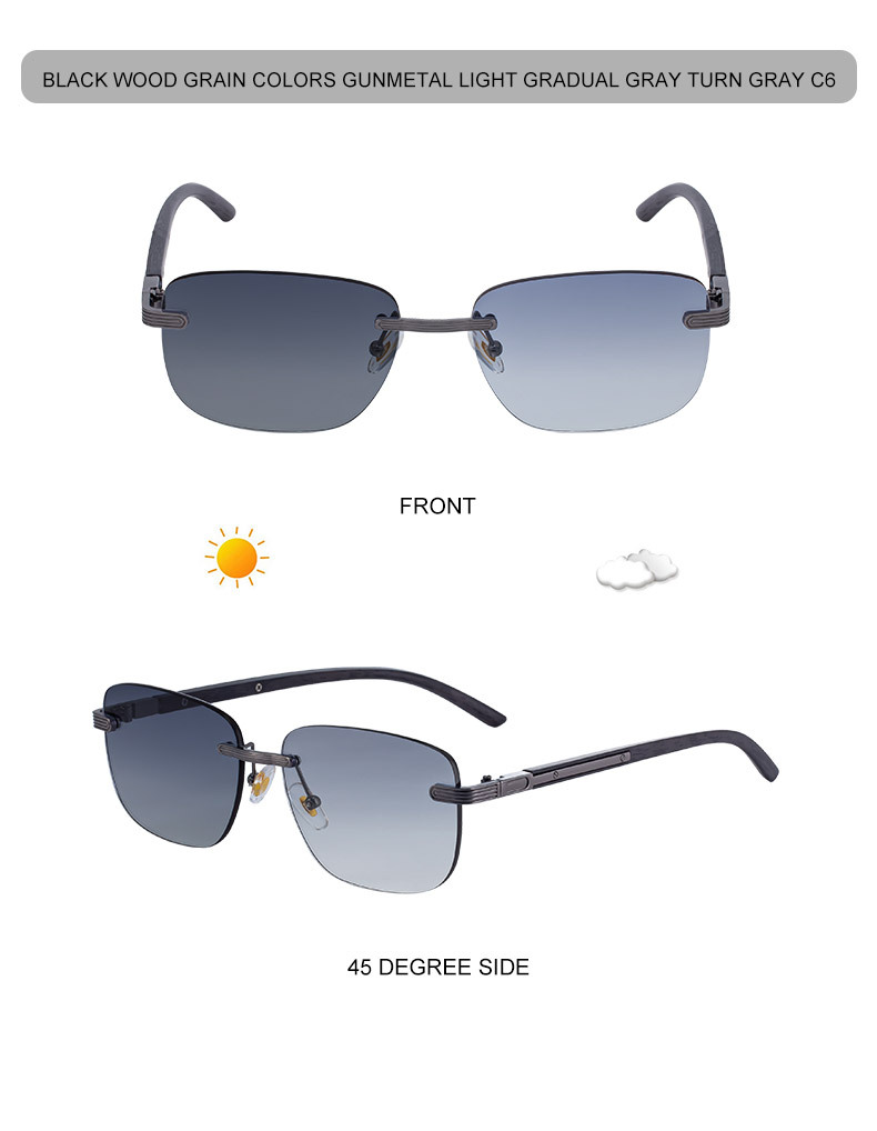 Men's Premium Photochromic Rimless Sunglasses - Luxury Driving UV400 Eyewear Details and Specifications
