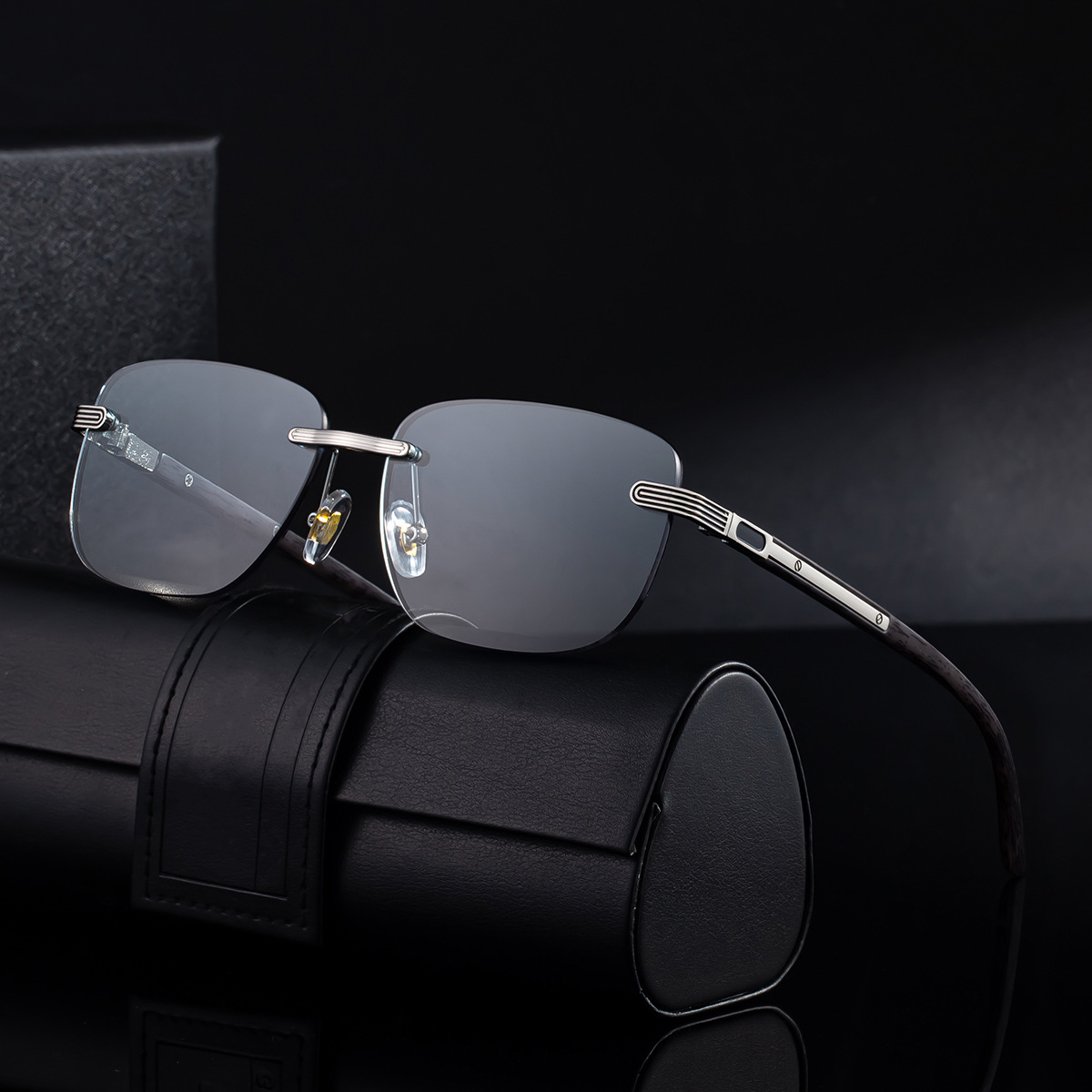 Men's Premium Photochromic Rimless Sunglasses - Luxury Driving UV400 Eyewear Custom Eyewear