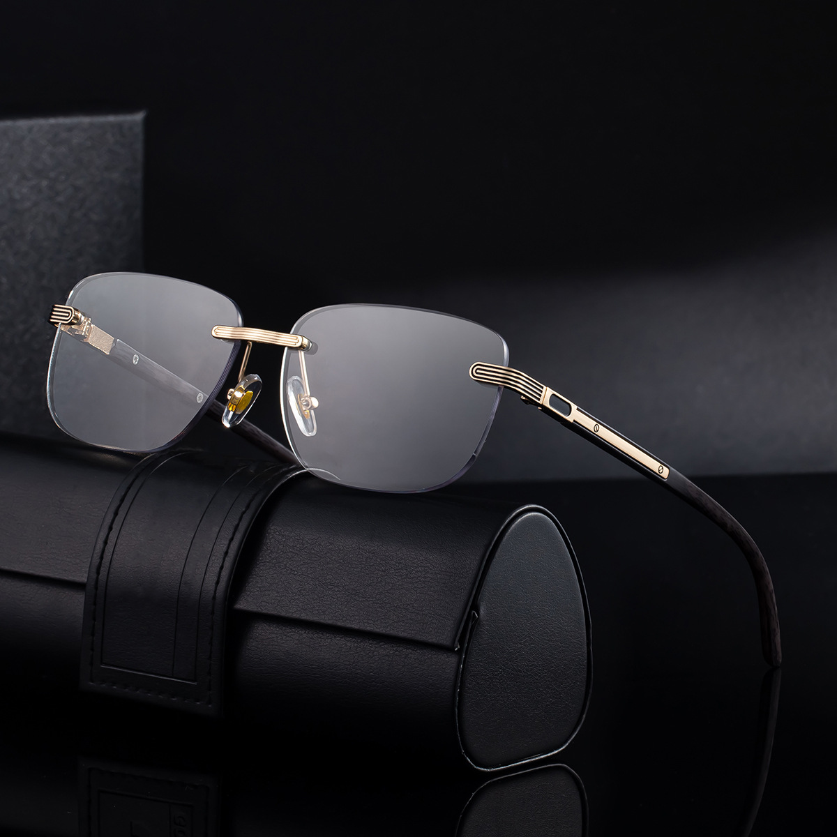 Men's Premium Photochromic Rimless Sunglasses - Luxury Driving UV400 Eyewear Custom Eyewear