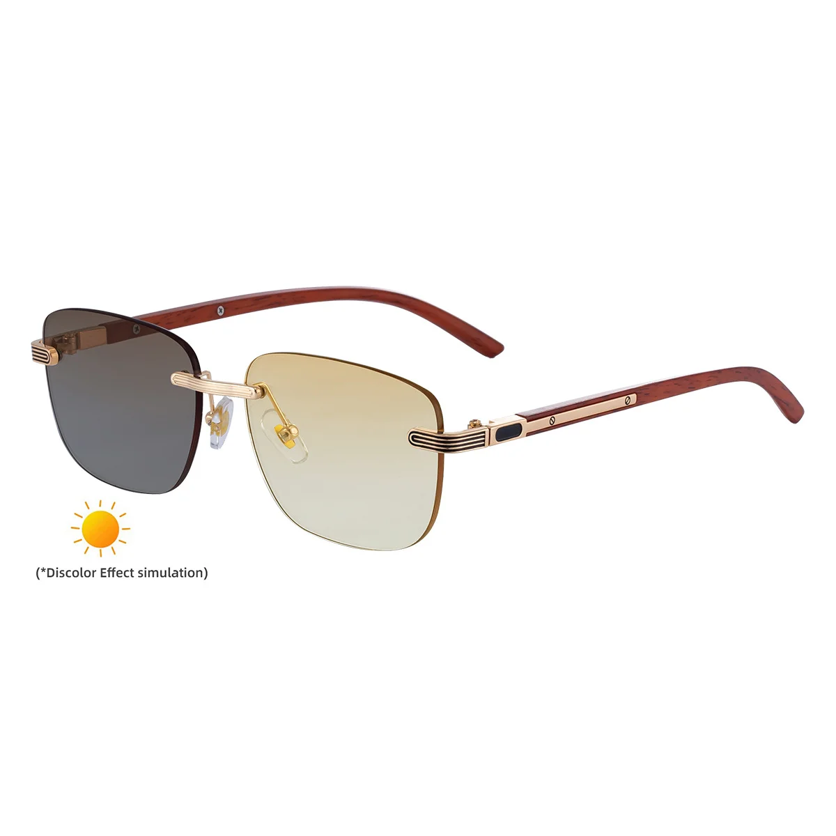 Black PC Men's Premium Photochromic Rimless Sunglasses - Luxury Driving UV400 Eyewear - View 5