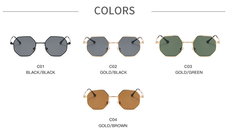 Multiple colors available Metal Multi-Edge Octagonal Glasses / $1.86 per pair (Wholesale Price) - Details 3
