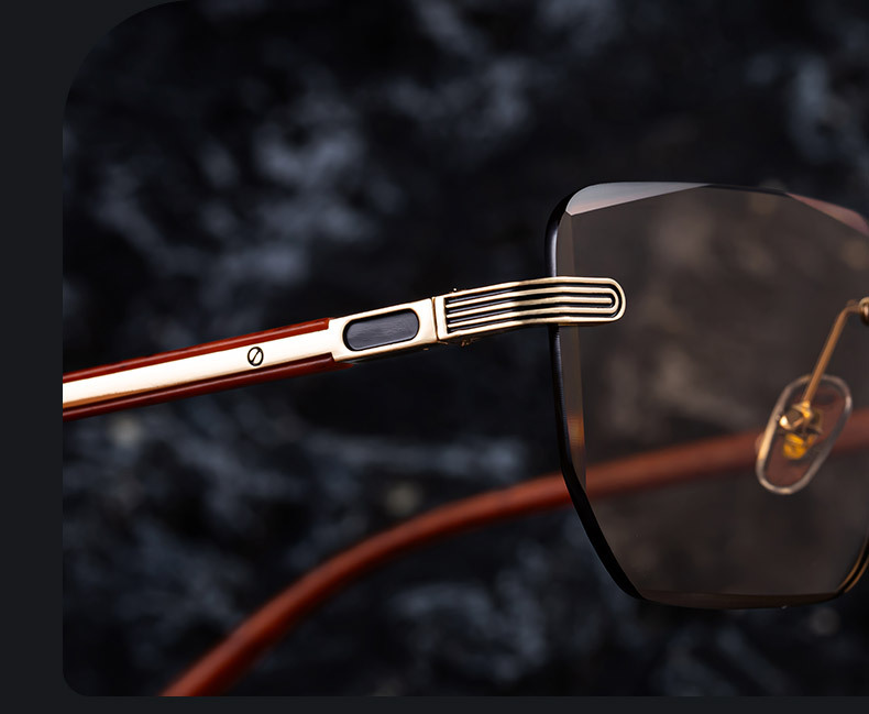 Unisex Diamond Cut Rimless Sunglasses - Premium Photochromic Vintage Eyewear Details and Specifications