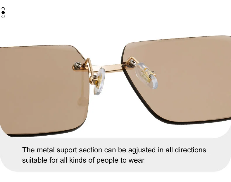Black PC Unisex Diamond Cut Rimless Sunglasses - Premium Photochromic Vintage Eyewear - Details 11