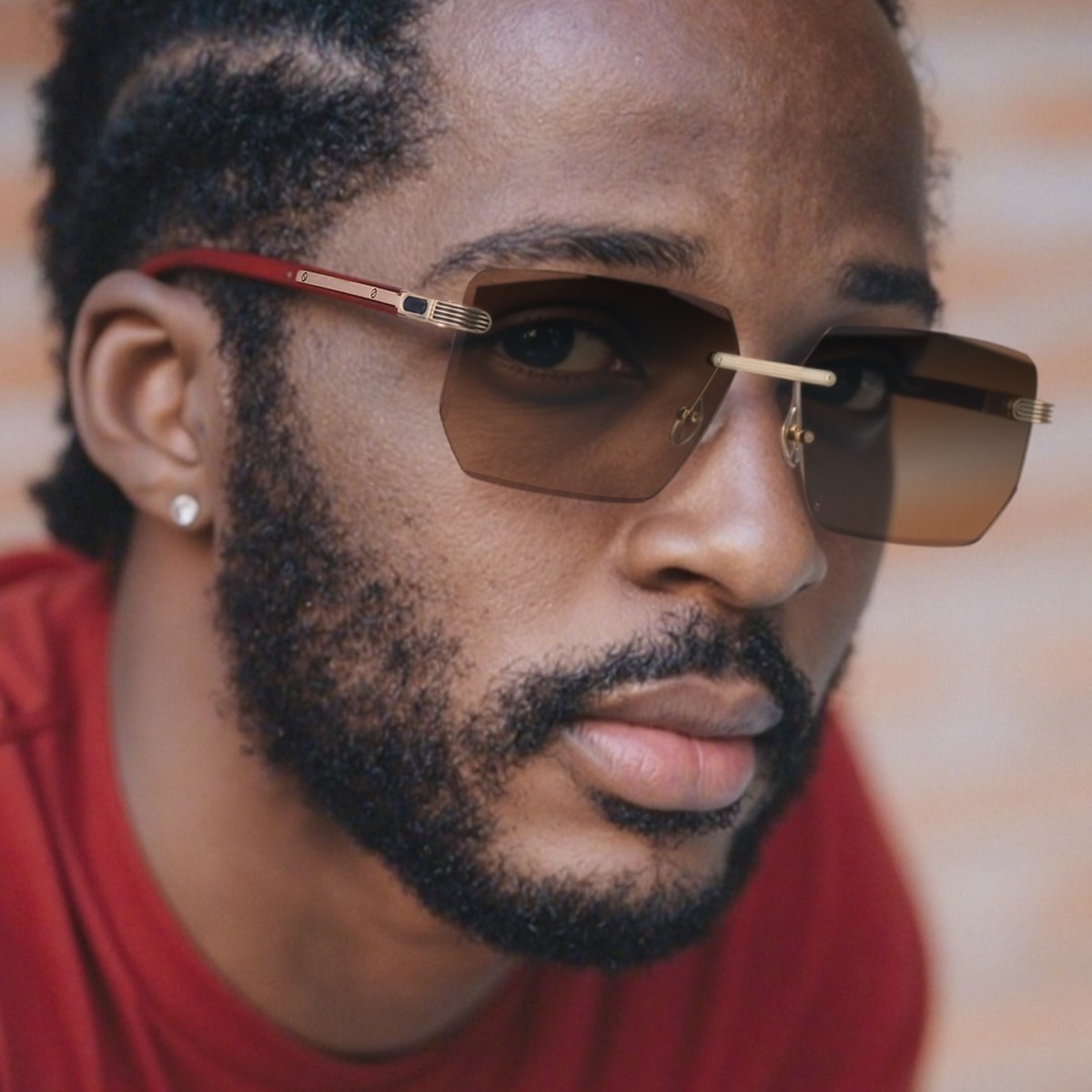 Unisex Diamond Cut Rimless Sunglasses - Premium Photochromic Vintage Eyewear Custom Eyewear