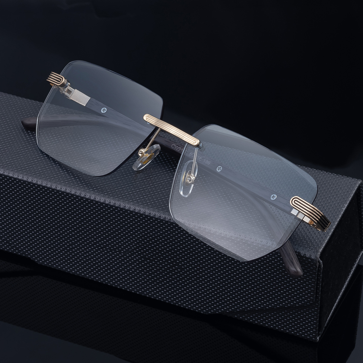 Unisex Diamond Cut Rimless Sunglasses - Premium Photochromic Vintage Eyewear Custom Eyewear