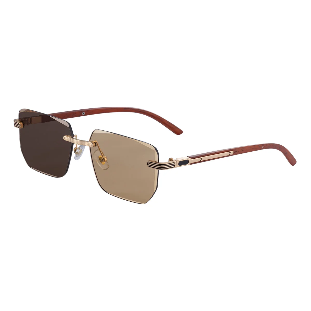 Black PC Unisex Diamond Cut Rimless Sunglasses - Premium Photochromic Vintage Eyewear - View 5