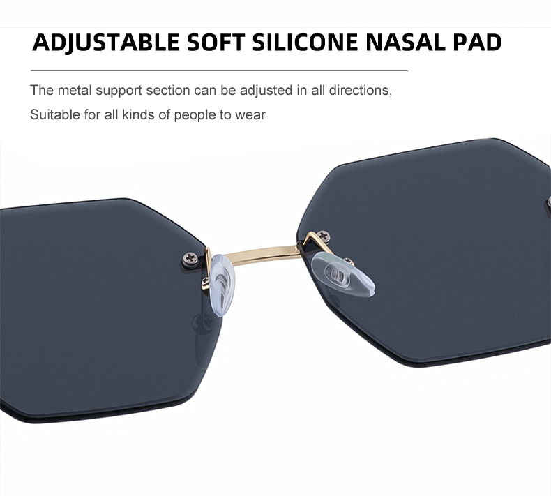 Men's Diamond Cut Polygon Rimless Sunglasses - Premium Driving Eyewear Details and Specifications