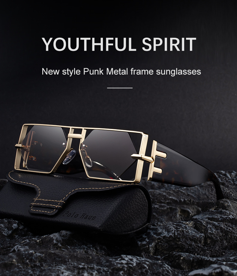 Men's Fashion Square Hollow Sunglasses - Trendy Metal Frame UV400 Protection Details and Specifications