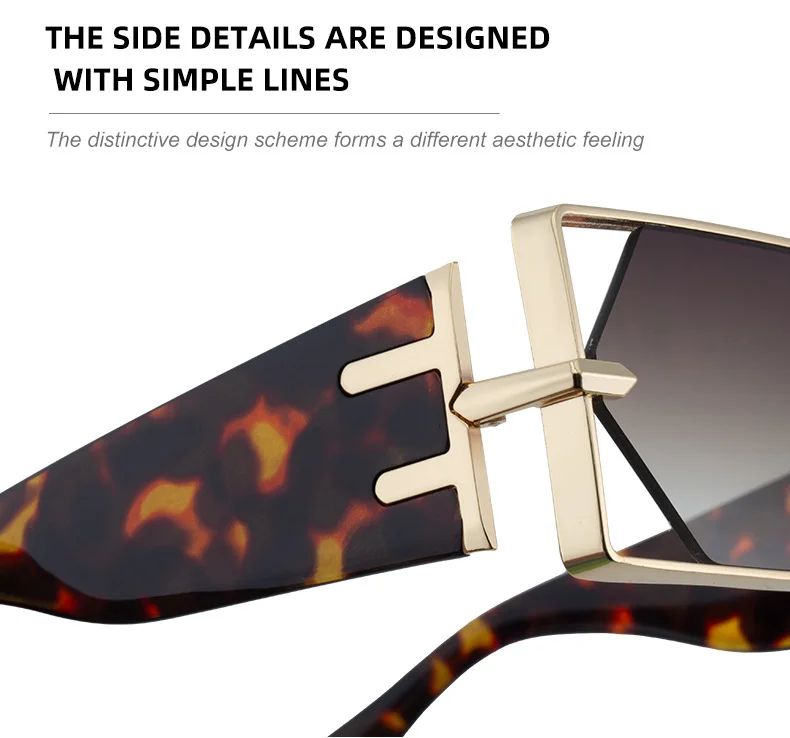 Black metal Men's Fashion Square Hollow Sunglasses - Trendy Metal Frame UV400 Protection - Details 8