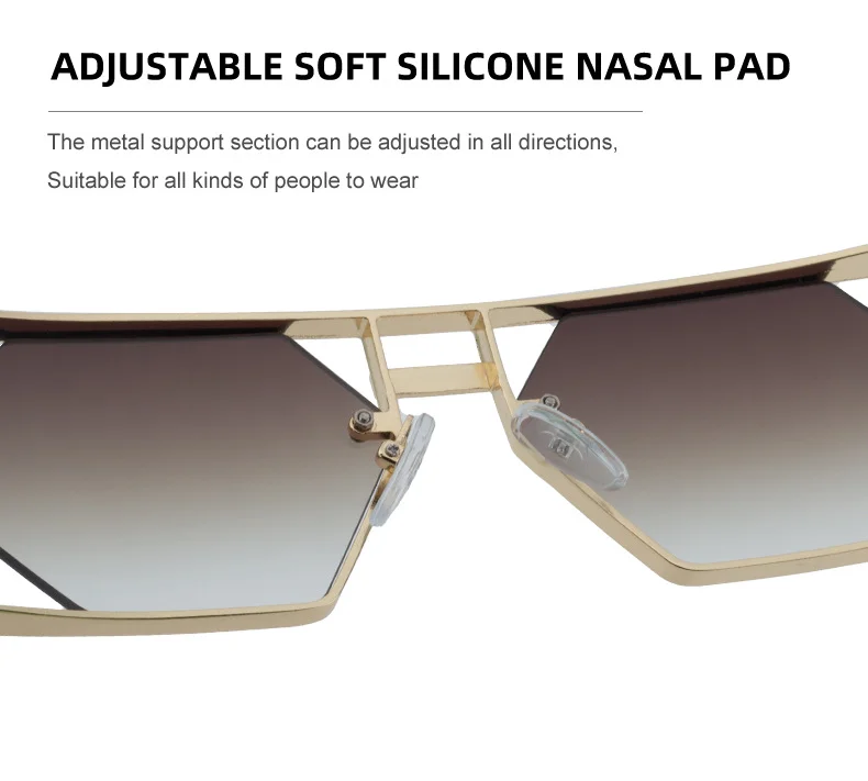 Black metal Men's Fashion Square Hollow Sunglasses - Trendy Metal Frame UV400 Protection - Details 11