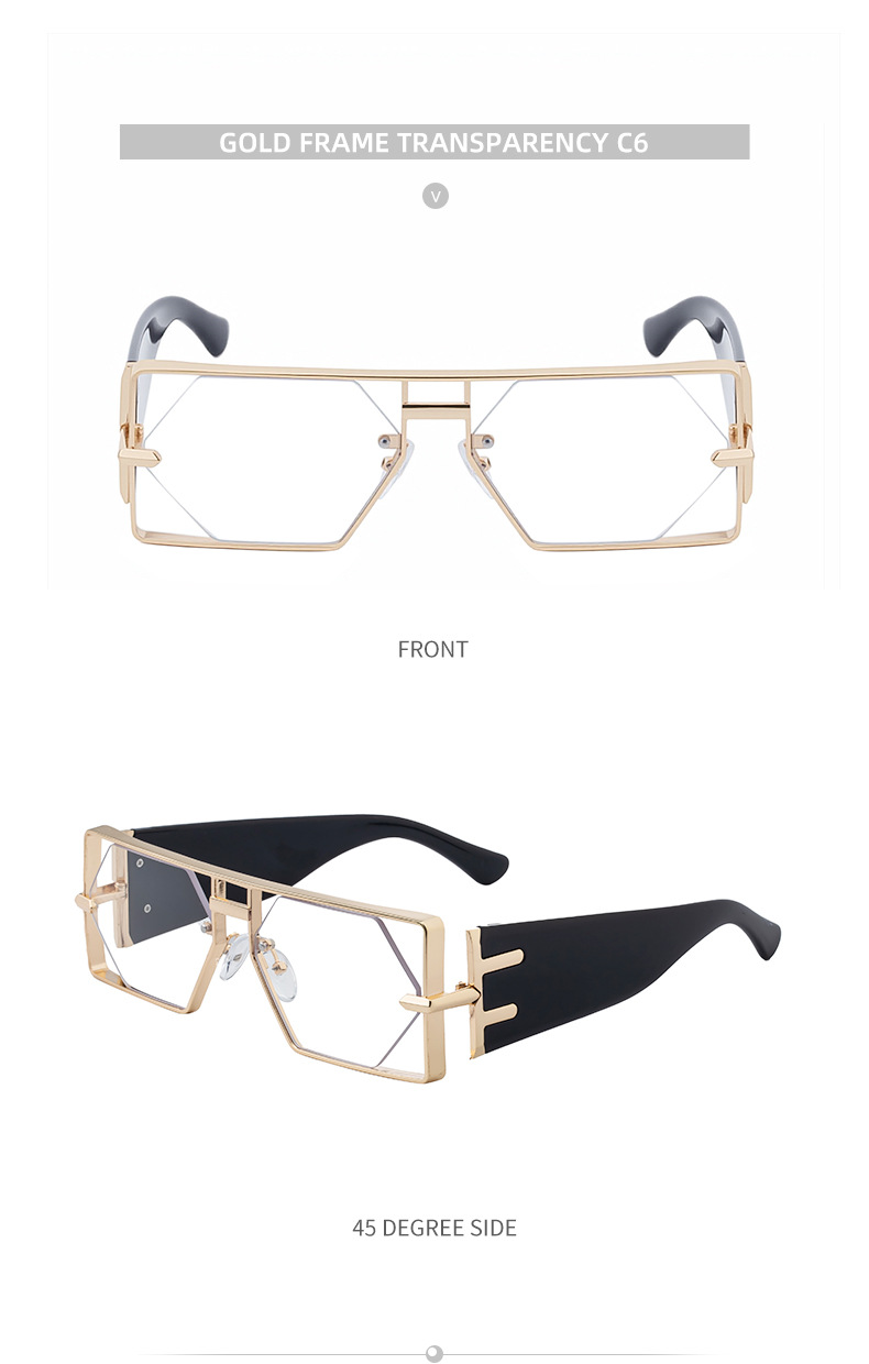 Men's Fashion Square Hollow Sunglasses - Trendy Metal Frame UV400 Protection Details and Specifications