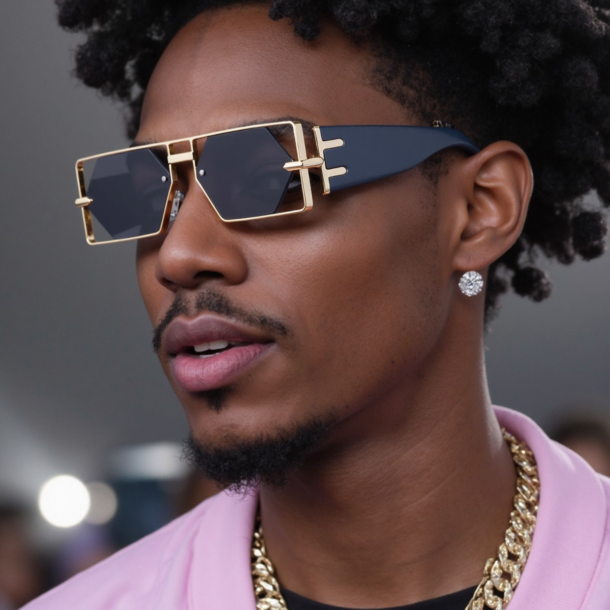 Men's Fashion Square Hollow Sunglasses - Trendy Metal Frame UV400 Protection Custom Eyewear