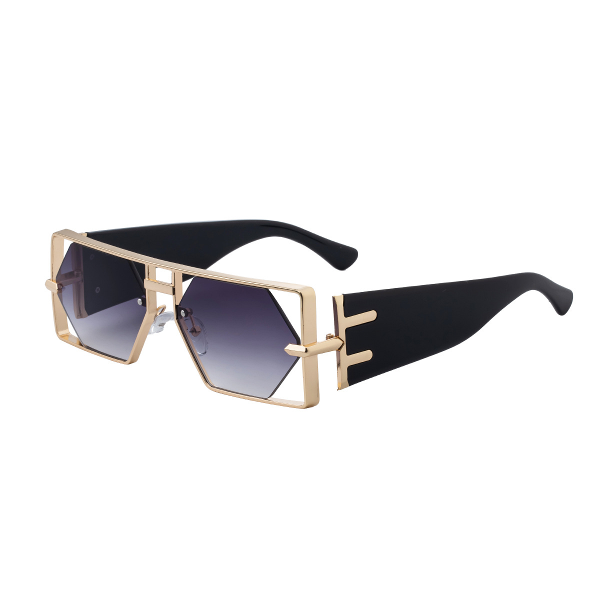 Men's Fashion Square Hollow Sunglasses - Trendy Metal Frame UV400 Protection Custom Eyewear