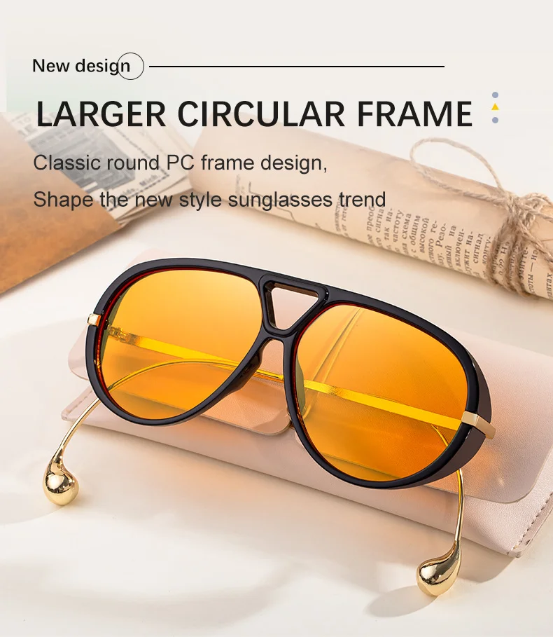 Black PC Women's Fashion Double Bridge Aviator Sunglasses - Trendy Pilot Sun Glasses UV400 - Details 2