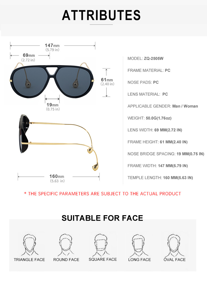 Women's Fashion Double Bridge Aviator Sunglasses - Trendy Pilot Sun Glasses UV400 Details and Specifications