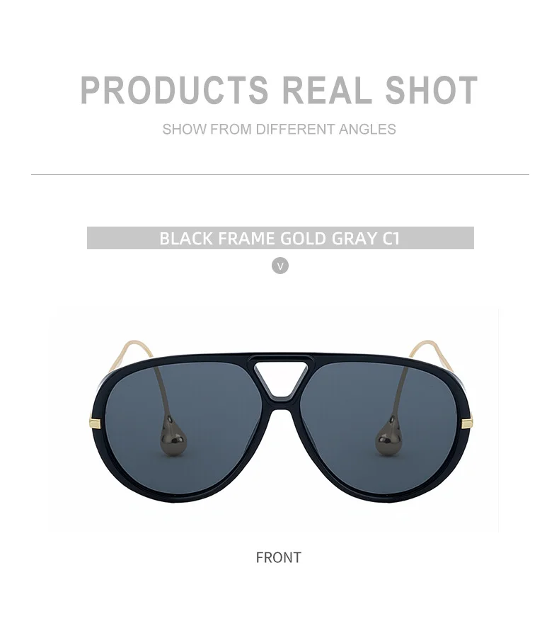 Black PC Women's Fashion Double Bridge Aviator Sunglasses - Trendy Pilot Sun Glasses UV400 - Details 13