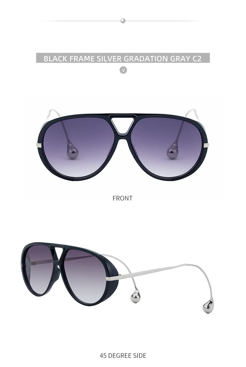 Black PC Women's Fashion Double Bridge Aviator Sunglasses - Trendy Pilot Sun Glasses UV400 - Details 15