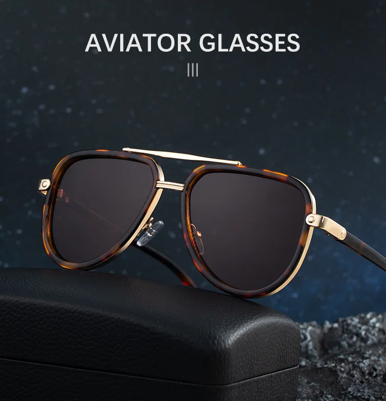 Black PC Unisex Retro Aviator Sunglasses - New Fashion Trendy Pilot Sun Glasses UV400 - Details 6