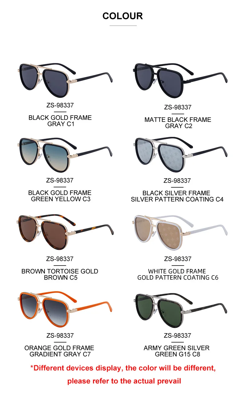 Black PC Unisex Retro Aviator Sunglasses - New Fashion Trendy Pilot Sun Glasses UV400 - Details 12