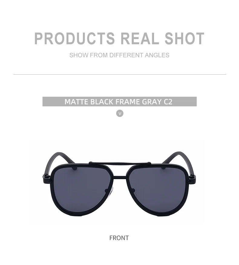 Black PC Unisex Retro Aviator Sunglasses - New Fashion Trendy Pilot Sun Glasses UV400 - Details 14