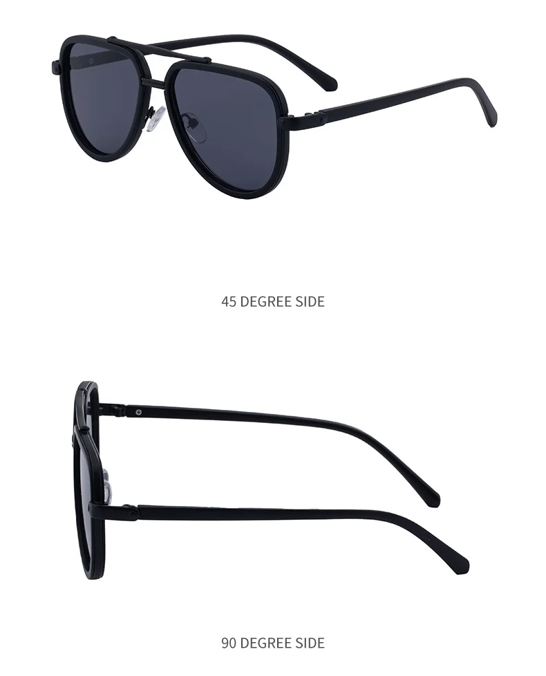 Black PC Unisex Retro Aviator Sunglasses - New Fashion Trendy Pilot Sun Glasses UV400 - Details 15
