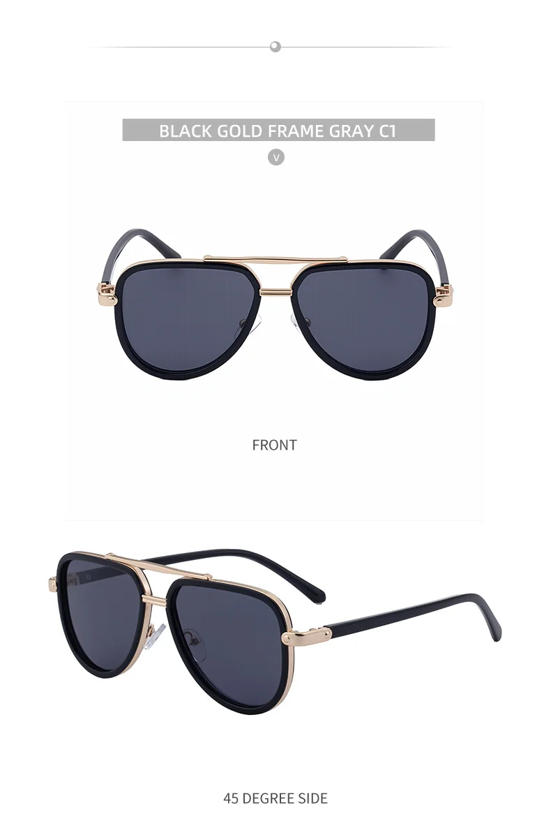 Black PC Unisex Retro Aviator Sunglasses - New Fashion Trendy Pilot Sun Glasses UV400 - Details 16