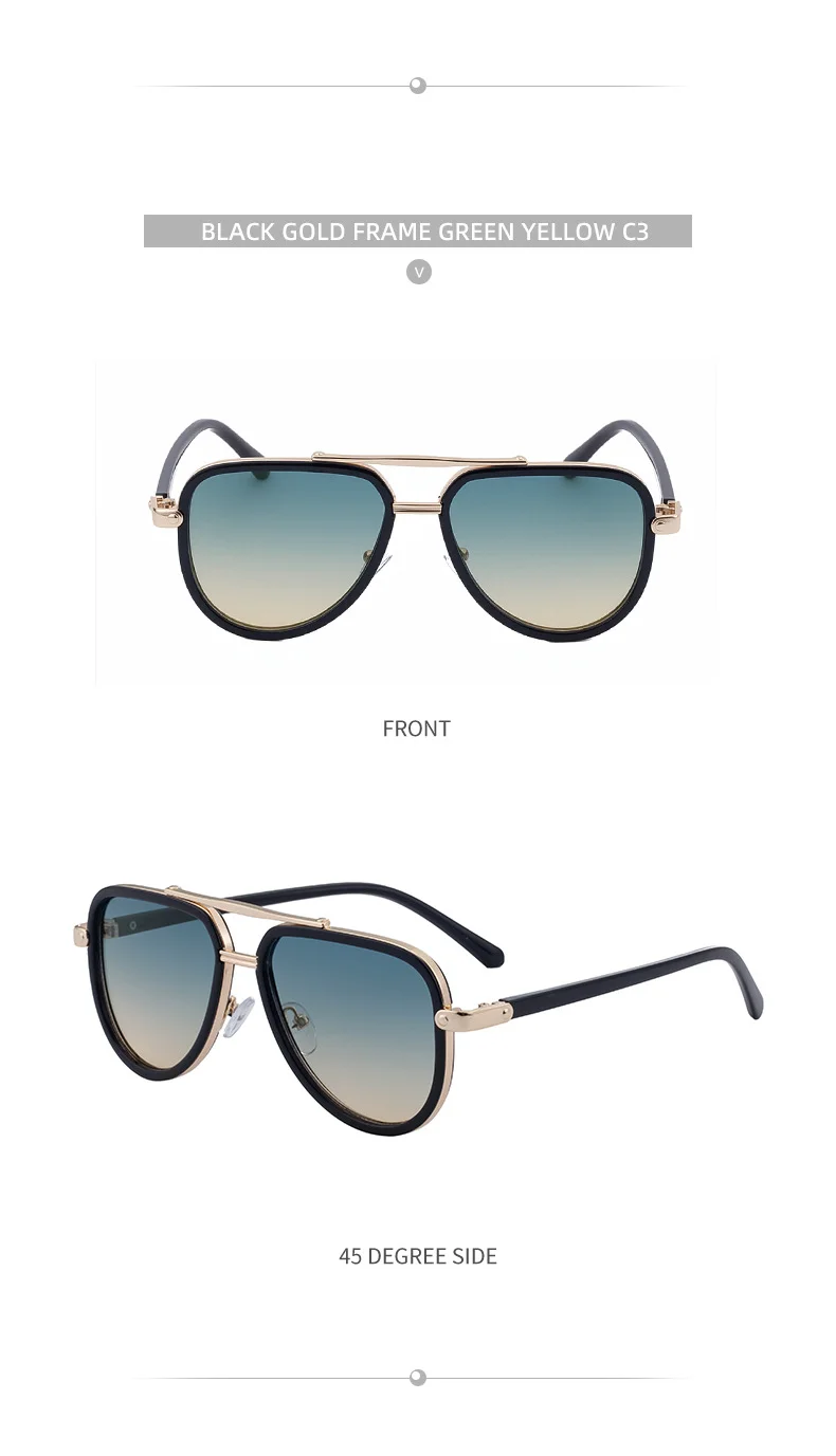 Black PC Unisex Retro Aviator Sunglasses - New Fashion Trendy Pilot Sun Glasses UV400 - Details 17