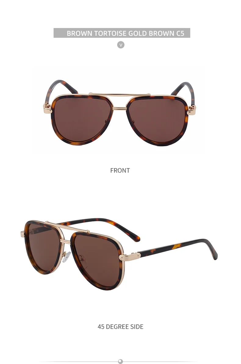 Black PC Unisex Retro Aviator Sunglasses - New Fashion Trendy Pilot Sun Glasses UV400 - Details 19