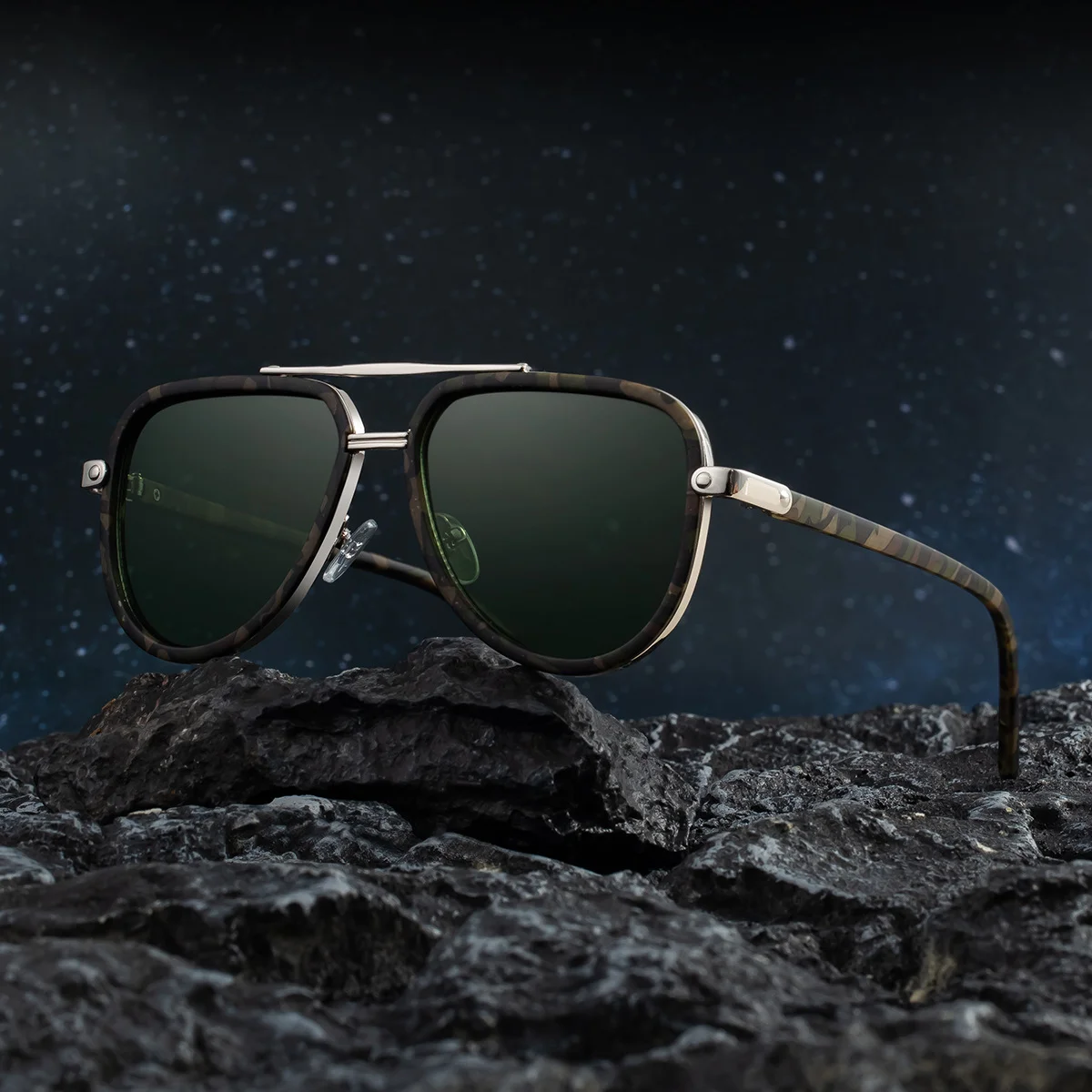 Black PC Unisex Retro Aviator Sunglasses - New Fashion Trendy Pilot Sun Glasses UV400 - View 2