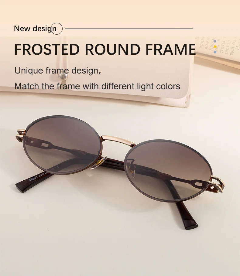 Black metal Women's Fashion Oval Sunglasses - Trendy Personalized Outdoor UV400 Eyewear - Details 3