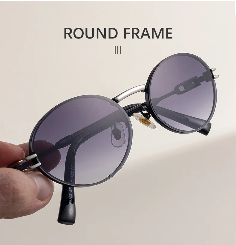 Black metal Women's Fashion Oval Sunglasses - Trendy Personalized Outdoor UV400 Eyewear - Details 6