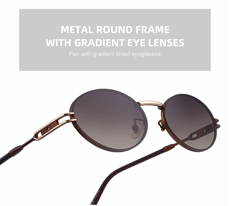 Black metal Women's Fashion Oval Sunglasses - Trendy Personalized Outdoor UV400 Eyewear - Details 8