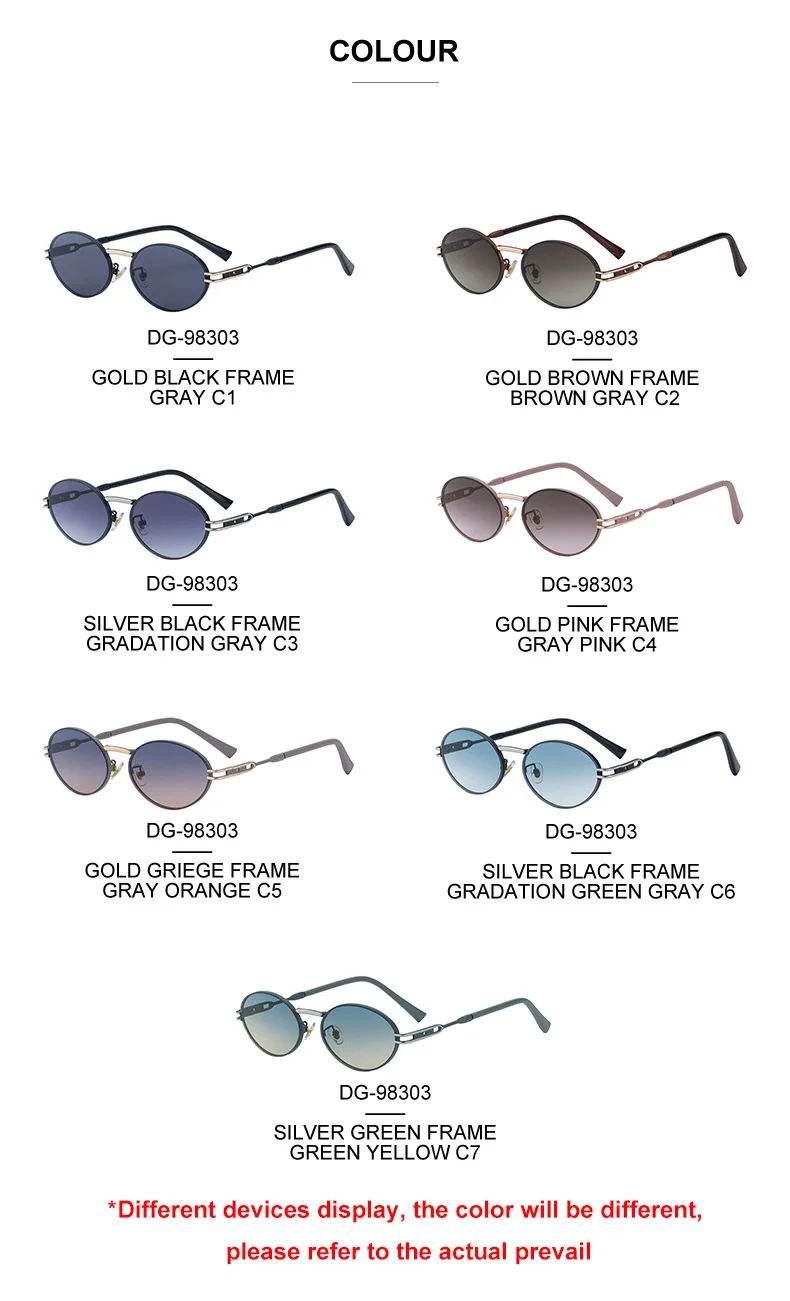 Black metal Women's Fashion Oval Sunglasses - Trendy Personalized Outdoor UV400 Eyewear - Details 12