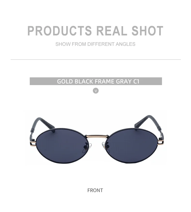 Black metal Women's Fashion Oval Sunglasses - Trendy Personalized Outdoor UV400 Eyewear - Details 14