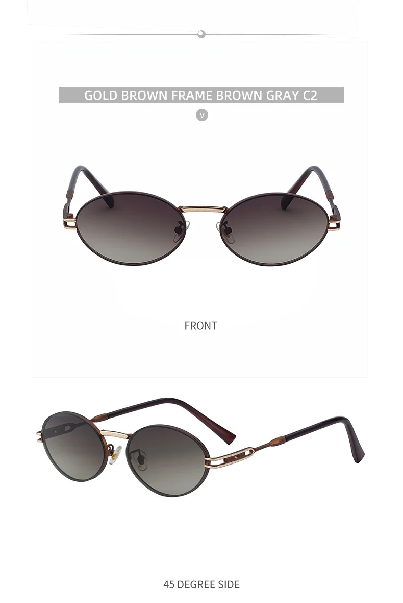 Black metal Women's Fashion Oval Sunglasses - Trendy Personalized Outdoor UV400 Eyewear - Details 16