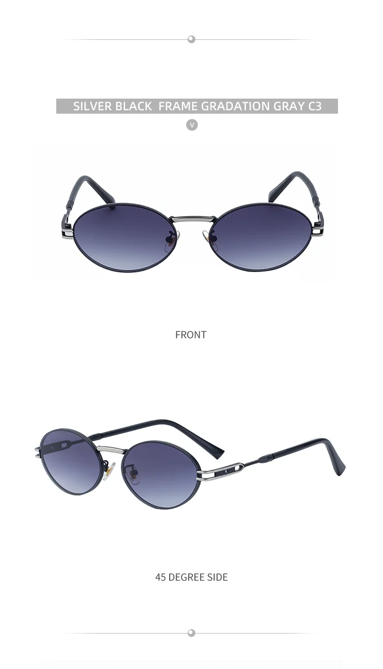 Black metal Women's Fashion Oval Sunglasses - Trendy Personalized Outdoor UV400 Eyewear - Details 17