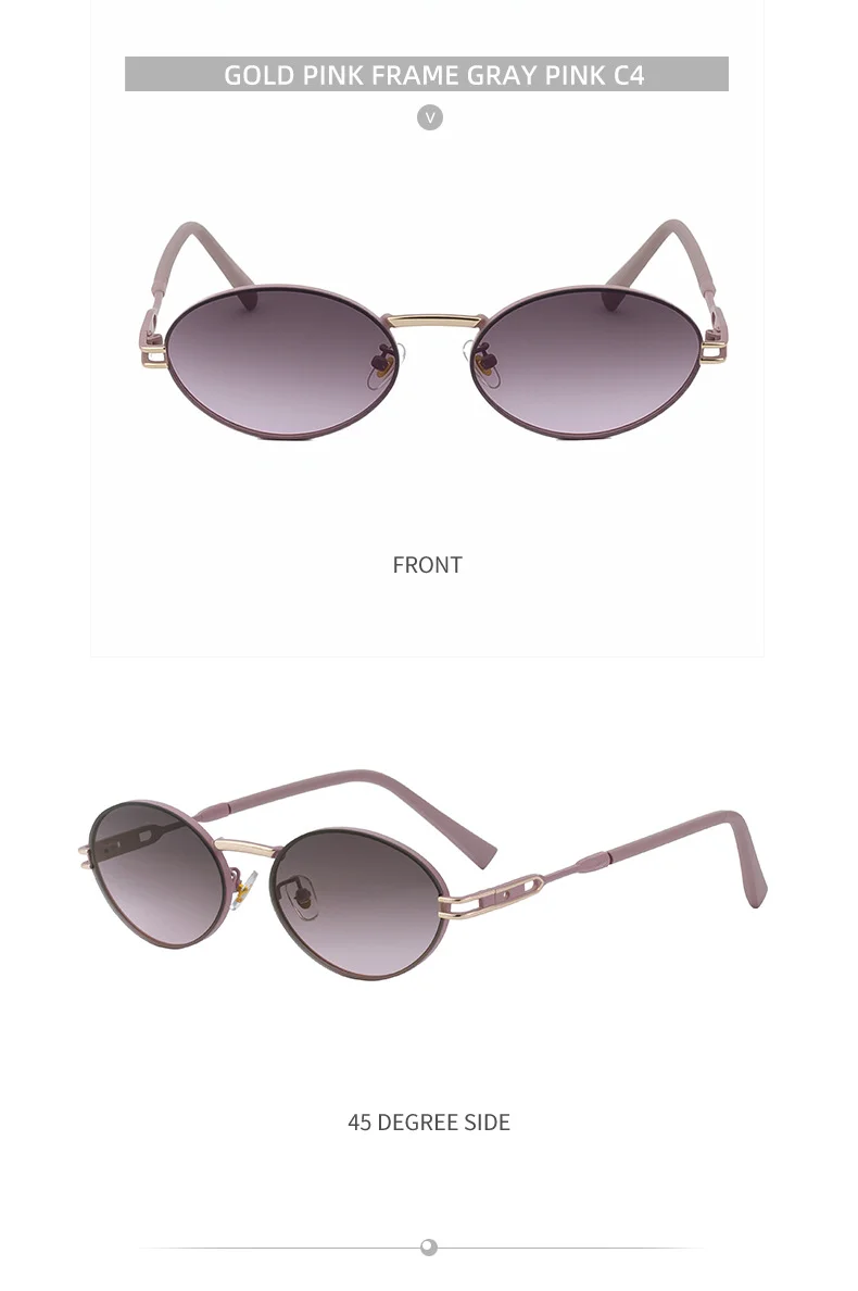Black metal Women's Fashion Oval Sunglasses - Trendy Personalized Outdoor UV400 Eyewear - Details 18