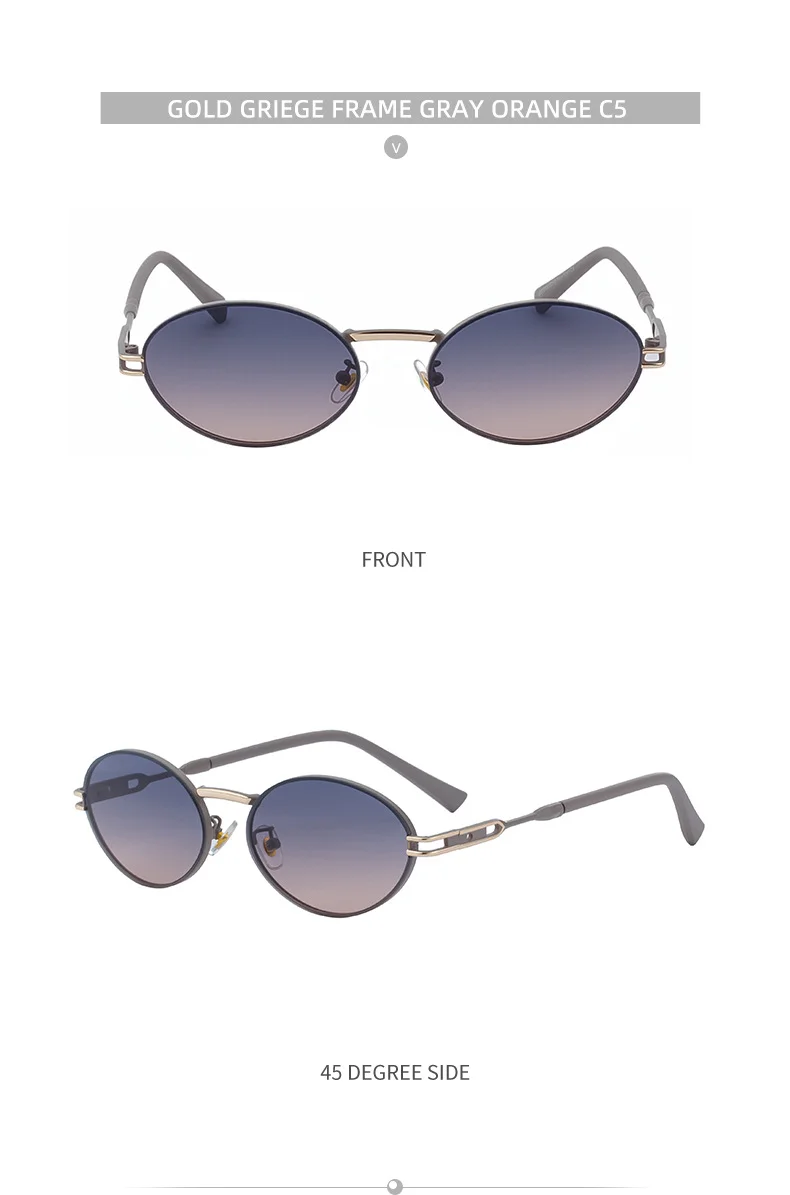 Black metal Women's Fashion Oval Sunglasses - Trendy Personalized Outdoor UV400 Eyewear - Details 19