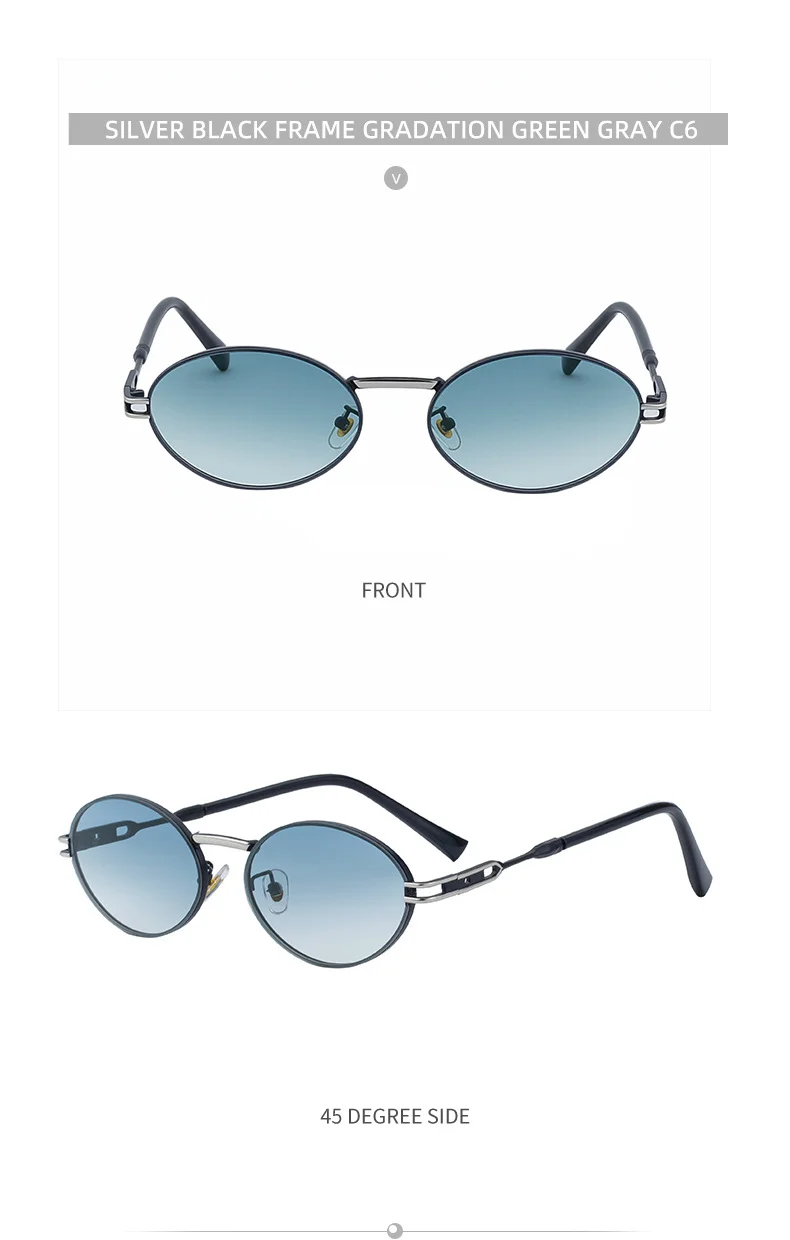 Black metal Women's Fashion Oval Sunglasses - Trendy Personalized Outdoor UV400 Eyewear - Details 20