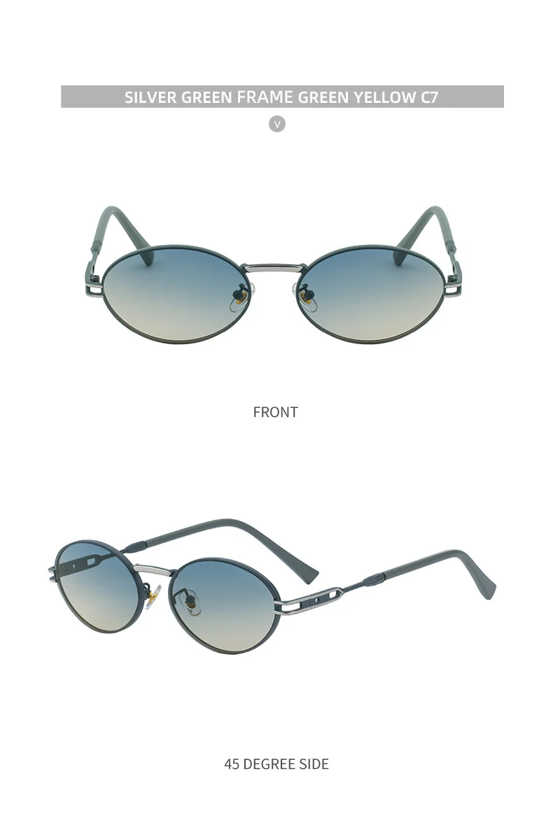 Black metal Women's Fashion Oval Sunglasses - Trendy Personalized Outdoor UV400 Eyewear - Details 21
