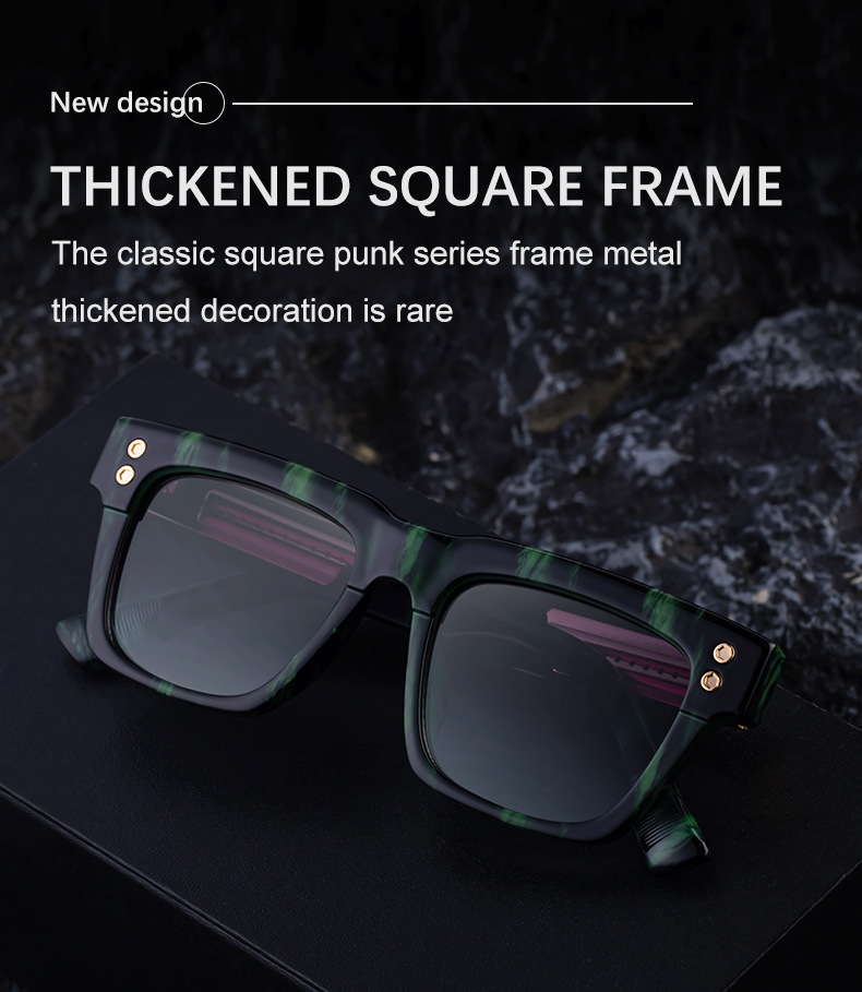 Men's Vintage Square Polarized Sunglasses - Premium Rivet Detail Driving Eyewear Details and Specifications