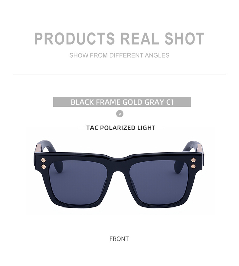 Men's Vintage Square Polarized Sunglasses - Premium Rivet Detail Driving Eyewear Details and Specifications