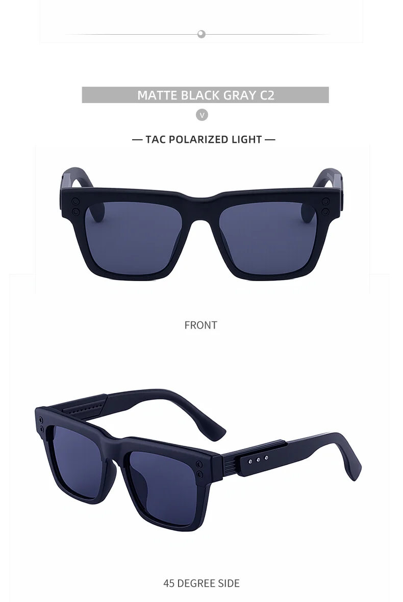 Black metal Men's Vintage Square Polarized Sunglasses - Premium Rivet Detail Driving Eyewear - Details 17