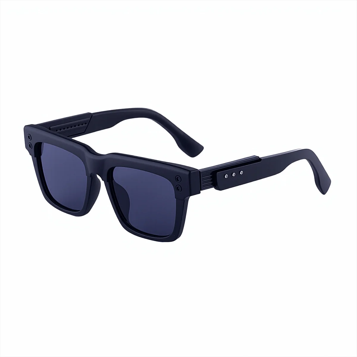 Black metal Men's Vintage Square Polarized Sunglasses - Premium Rivet Detail Driving Eyewear - View 5