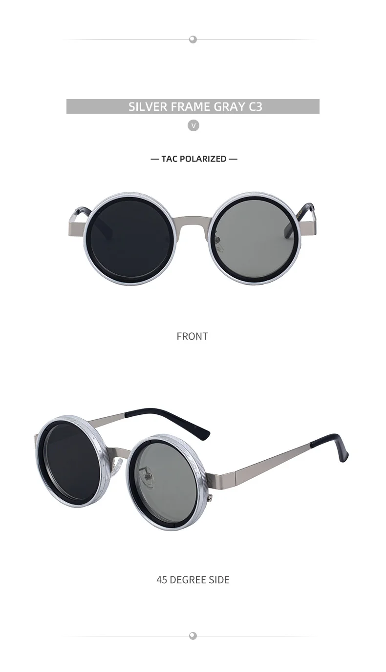Black metal Men's ND9 Adjustable Zoom Sunglasses - Premium Round Polarized UV400 Eyewear - Details 21