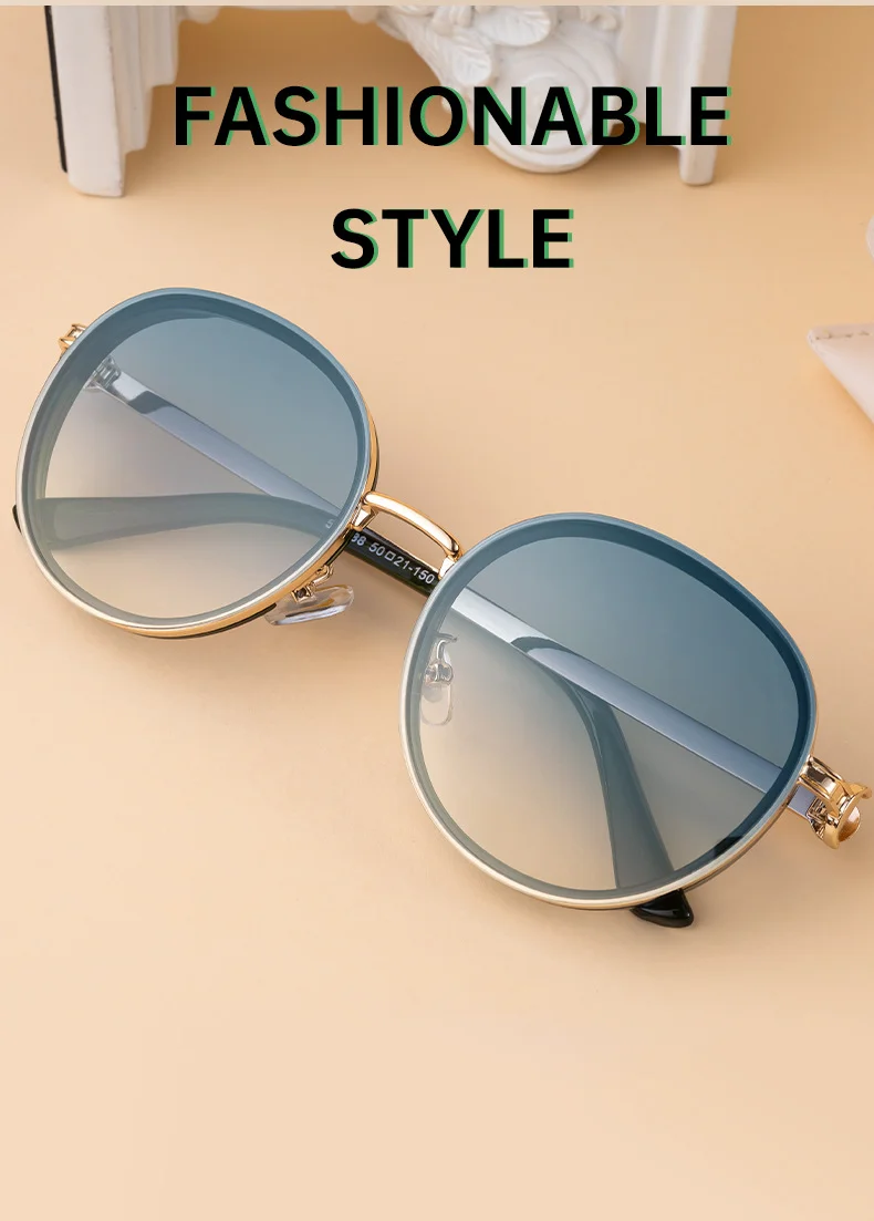 Black metal Women's Fashion Round Sunglasses - Punk Style Outdoor Premium Sun Glasses - Details 2