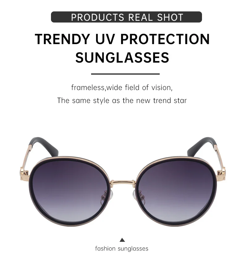 Black metal Women's Fashion Round Sunglasses - Punk Style Outdoor Premium Sun Glasses - Details 6