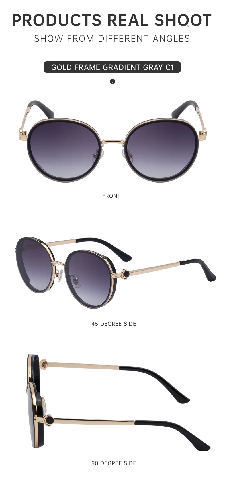 Black metal Women's Fashion Round Sunglasses - Punk Style Outdoor Premium Sun Glasses - Details 11
