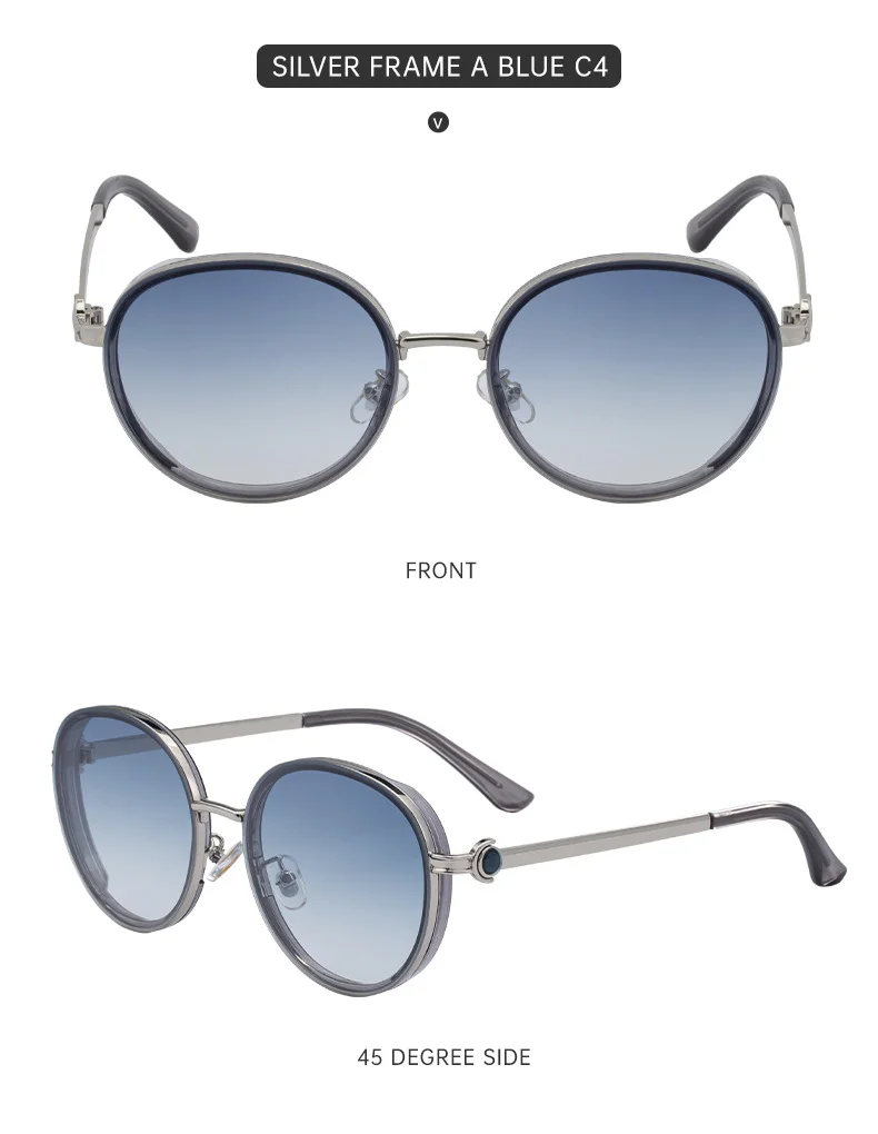 Black metal Women's Fashion Round Sunglasses - Punk Style Outdoor Premium Sun Glasses - Details 14